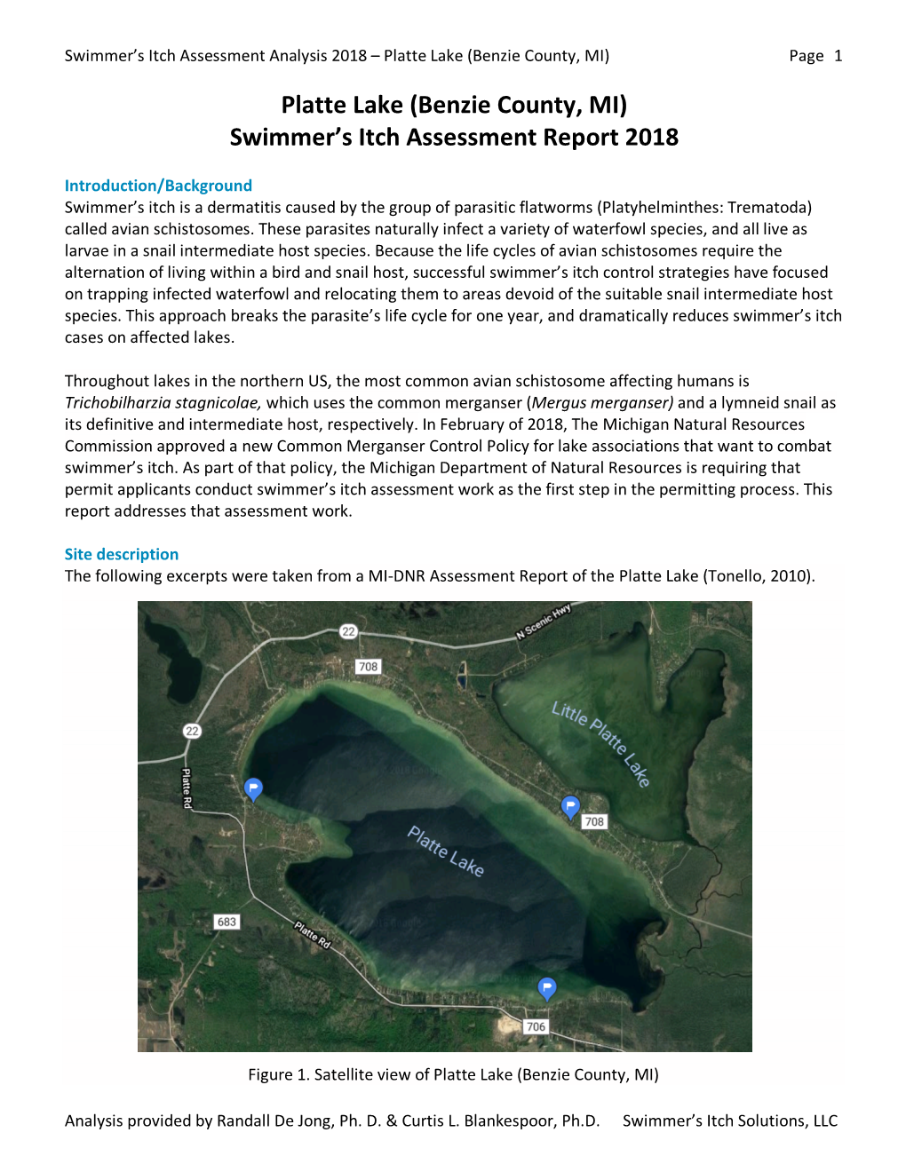 Platte Lake (Benzie County, MI) Swimmer's Itch Assessment Report