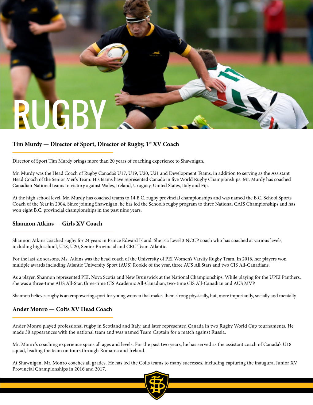 Tim Murdy — Director of Sport, Director of Rugby, 1St XV Coach