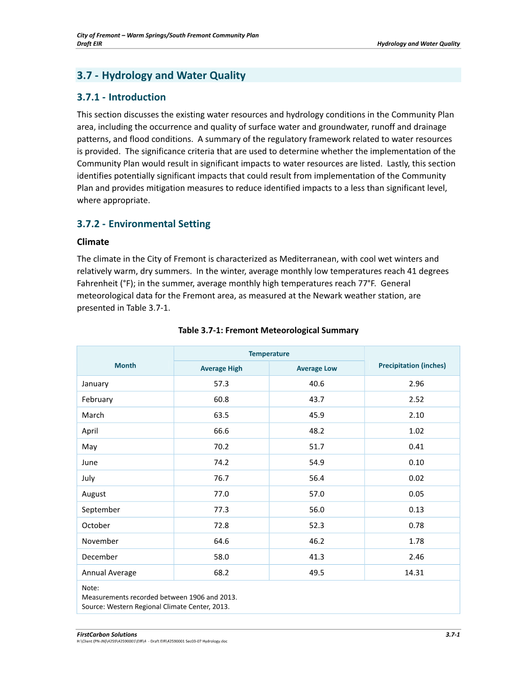 Hydrology and Water Quality