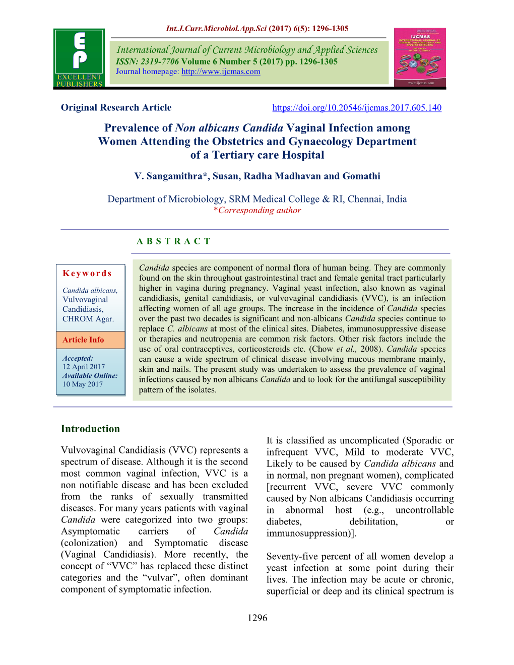 Prevalence of Non Albicans Candida Vaginal Infection Among Women Attending the Obstetrics and Gynaecology Department of a Tertiary Care Hospital