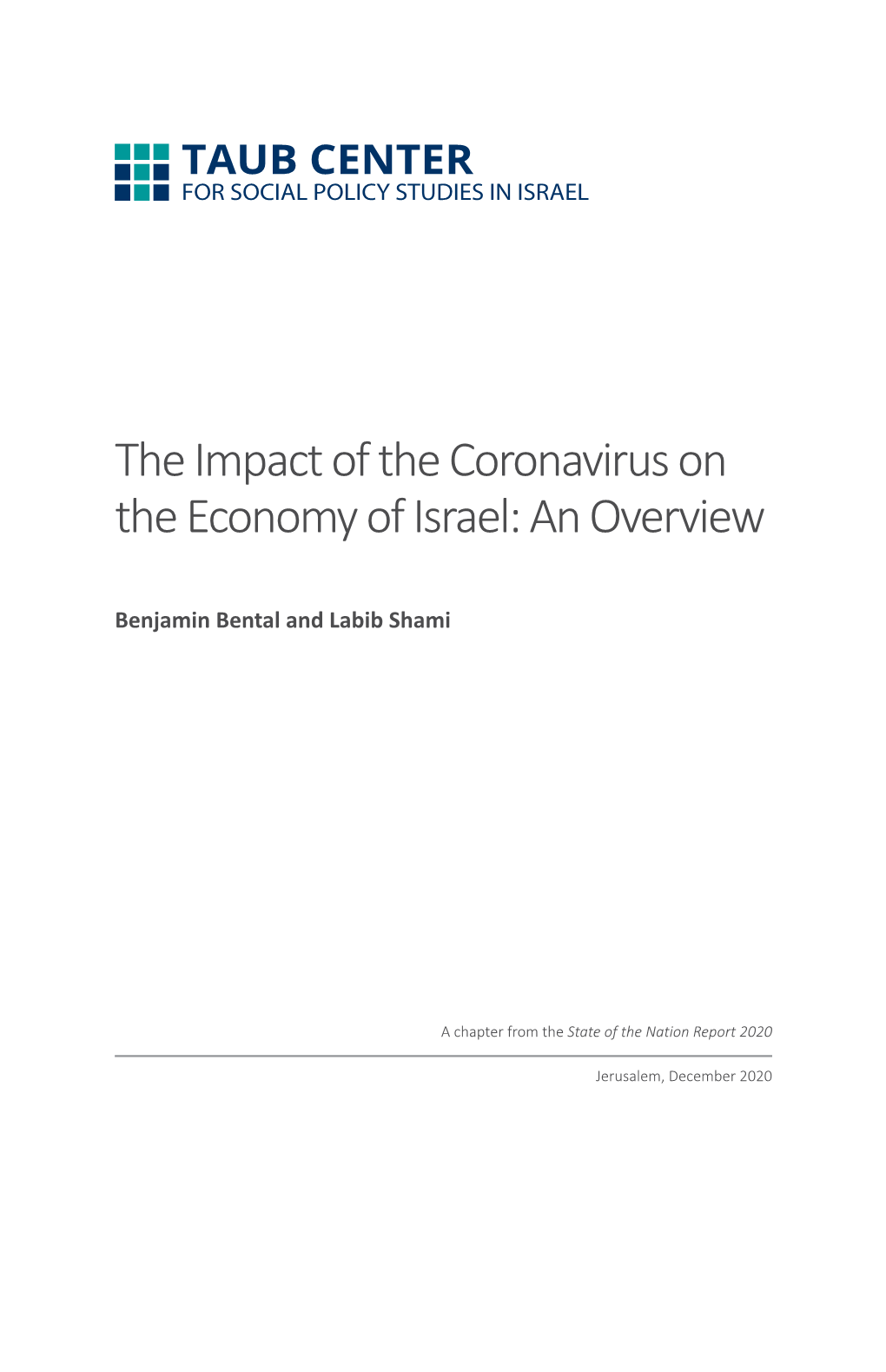 The Impact of the Coronavirus on the Economy of Israel: an Overview