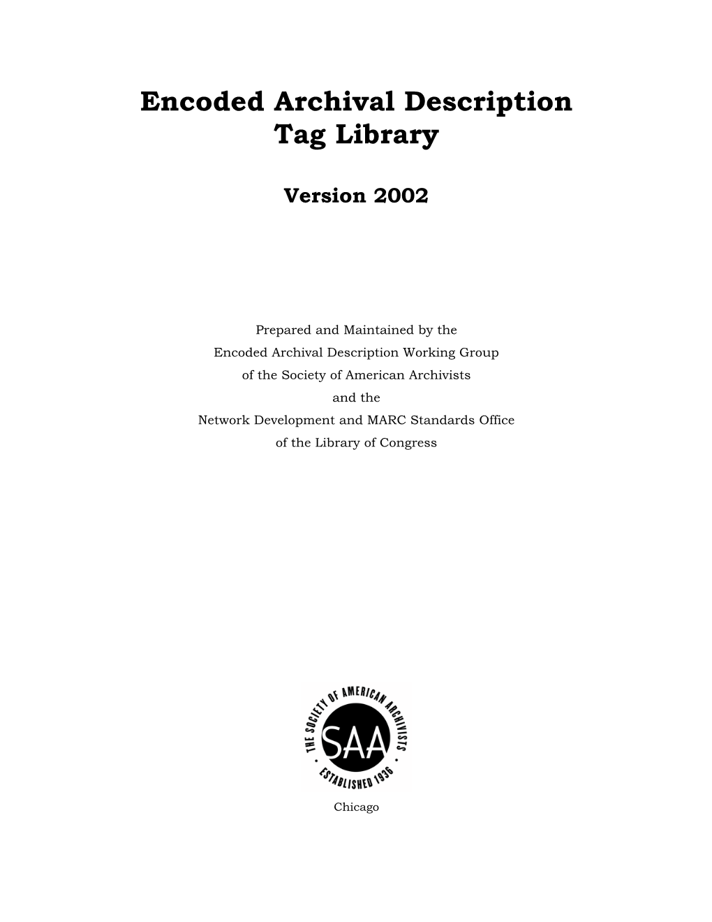 Encoded Archival Description Tag Library