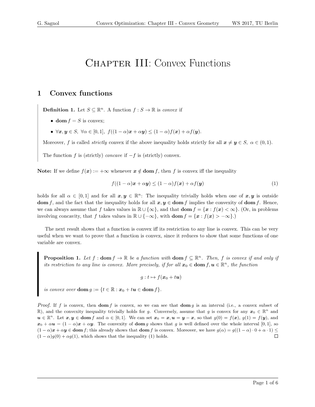 Chapter III: Convex Functions