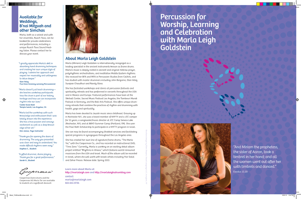 Percussion for Worship, Learning and Celebration with Marla Leigh Goldstein