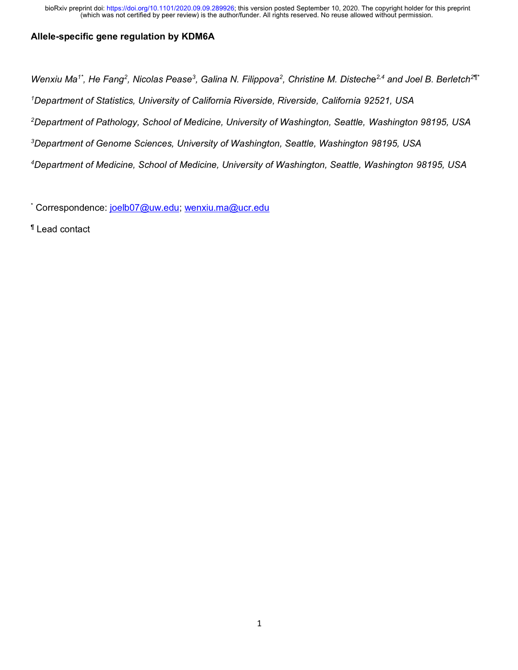 Allele-Specific Gene Regulation by KDM6A