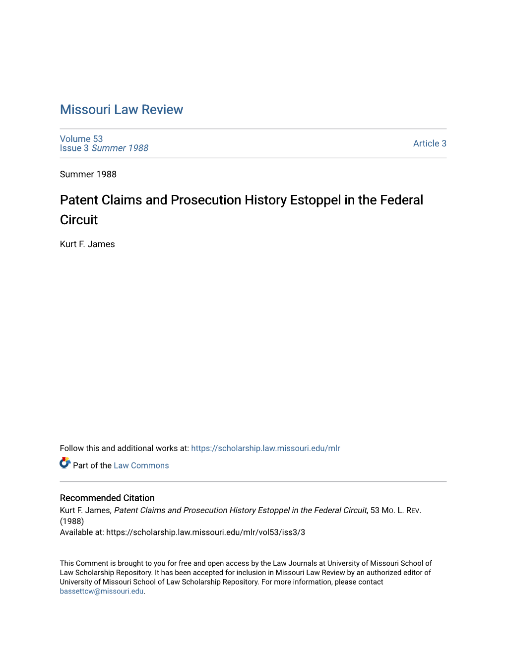 Patent Claims and Prosecution History Estoppel in the Federal Circuit