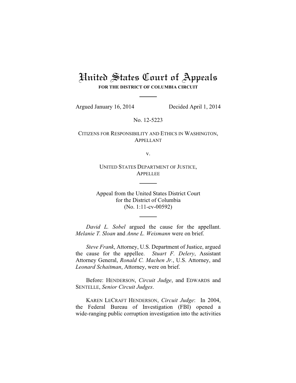 United States Court of Appeals for the DISTRICT of COLUMBIA CIRCUIT