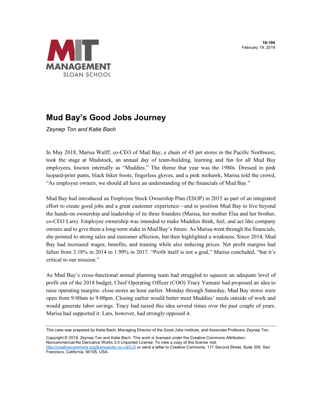Mud Bay’S Good Jobs Journey Zeynep Ton and Katie Bach