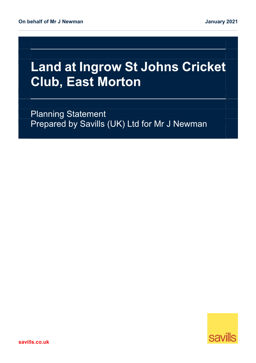 Land at Ingrow St Johns Cricket Club, East Morton