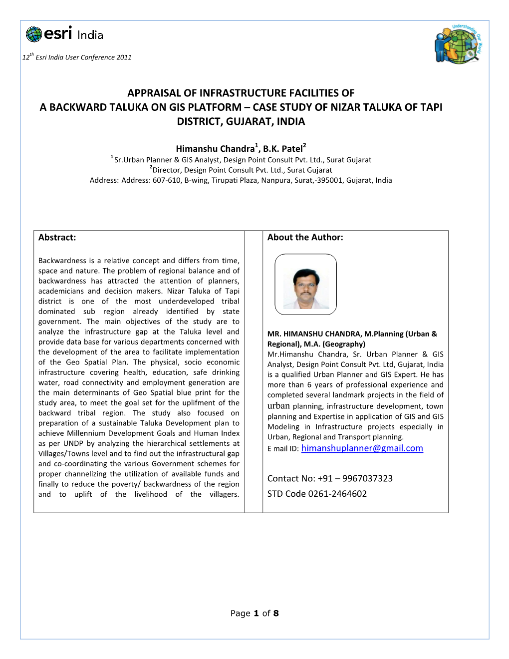 Case Study of Nizar Taluka of Tapi District, Gujarat, India