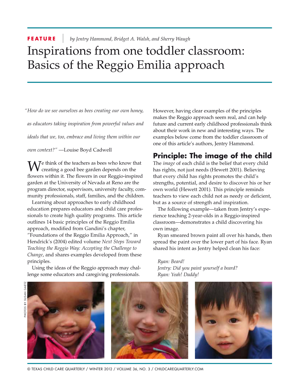 Inspirations from One Toddler Classroom: Basics of the Reggio Emilia Approach
