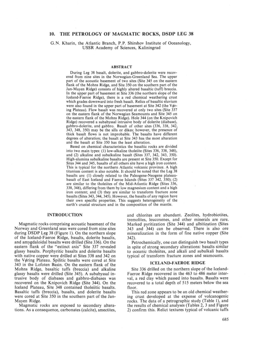 10. the Petrology of Magmatic Rocks, Dsdp Leg 38 G.N