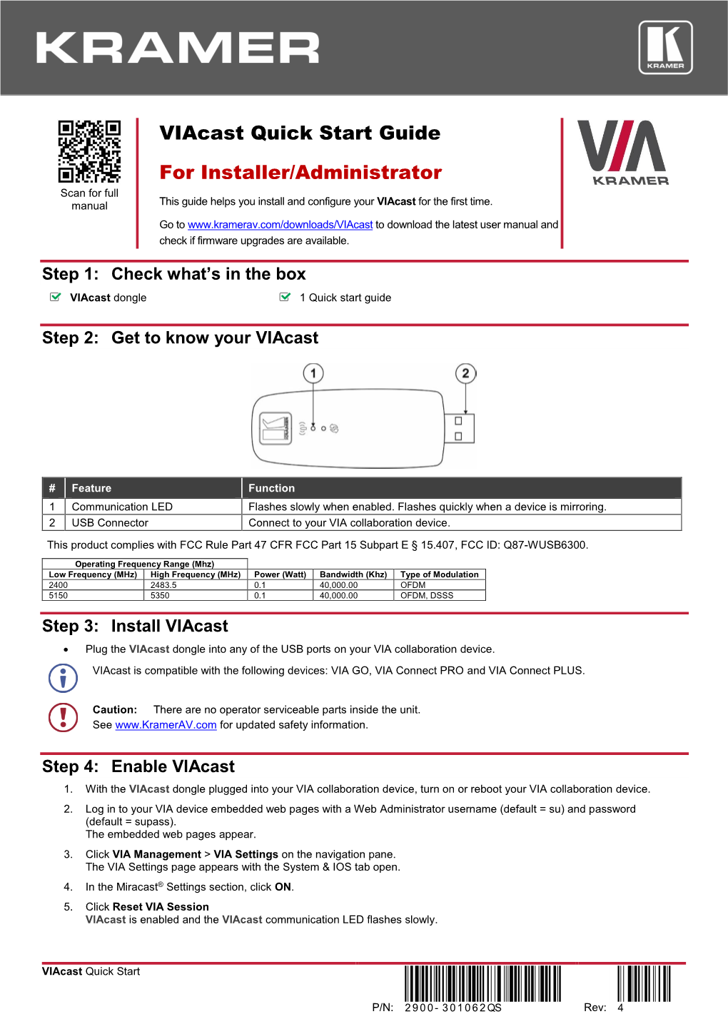Viacast Quick Start Guide for Installer/Administrator