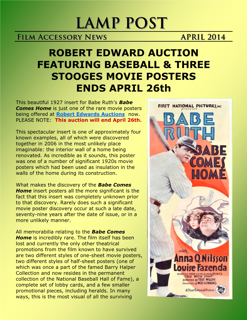 Robert Edward Auction Featuring Baseball & Three