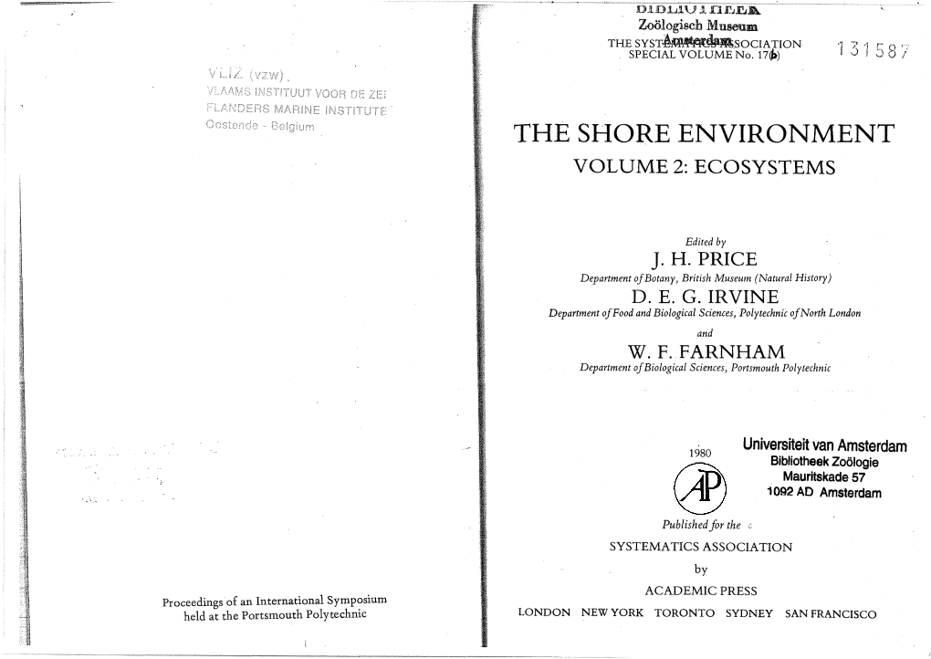 The Shore Environment Volume 2: Ecosystems