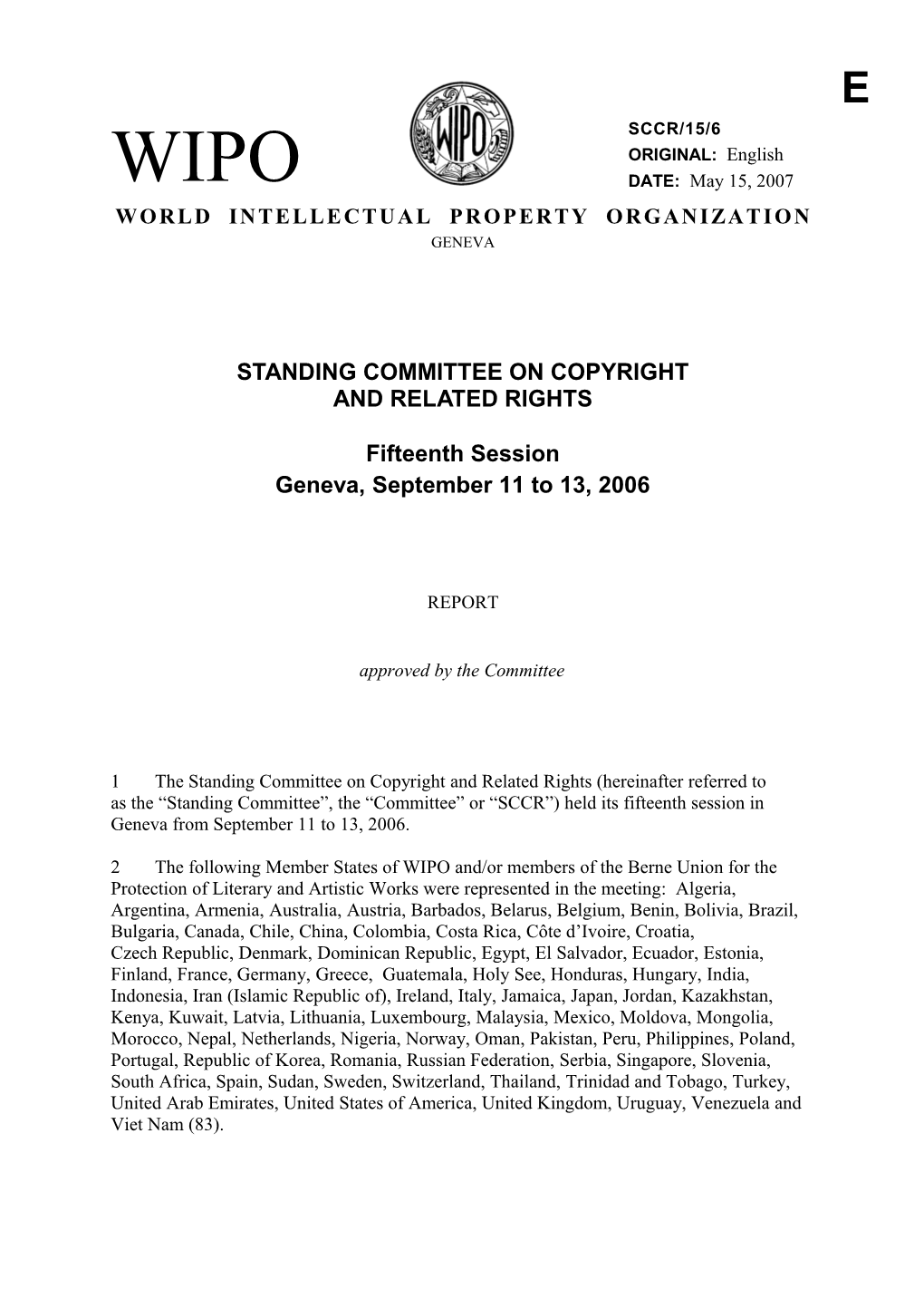 Standing Committee on Copyright and Related Rights s1