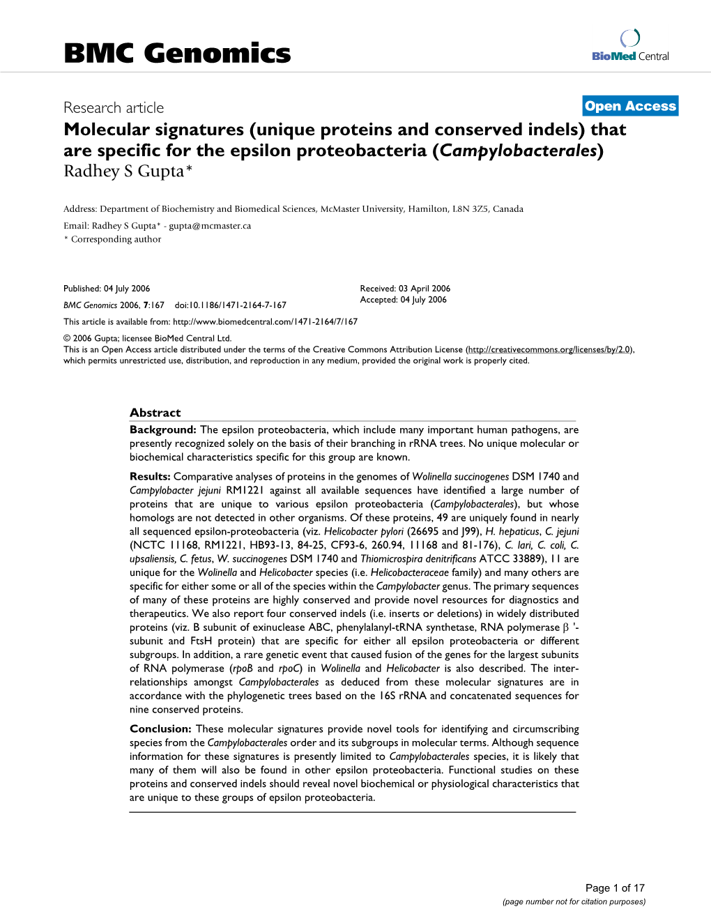 Viewed and Published Immediately Upon Acceptance Cited in Pubmed and Archived on Pubmed Central Yours — You Keep the Copyright