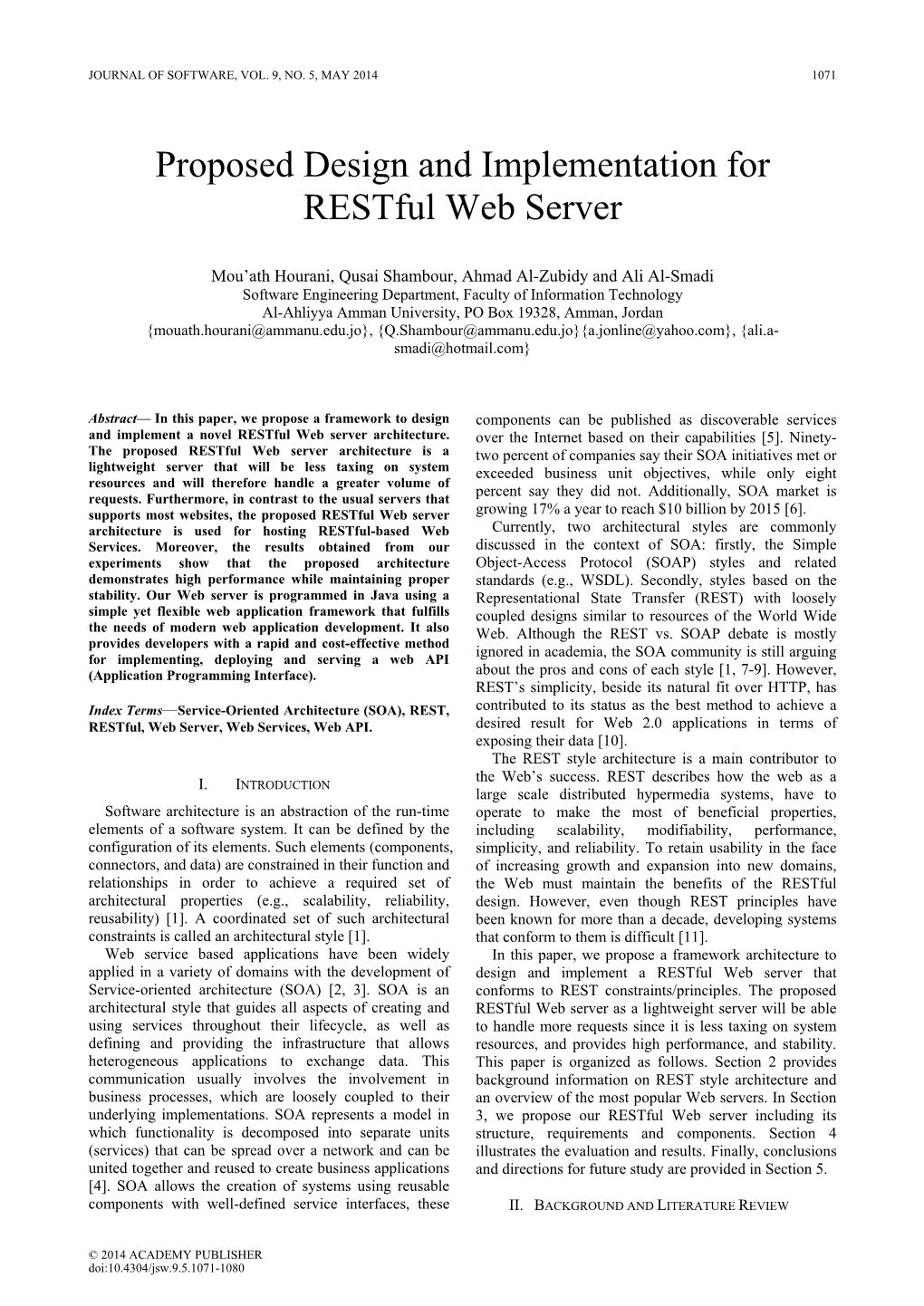 Proposed Design and Implementation for Restful Web Server