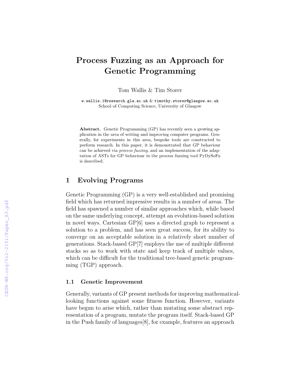 Process Fuzzing As an Approach for Genetic Programming