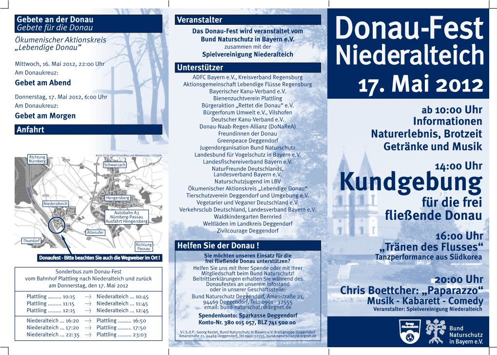 Kundgebung O Ökumenischer Aktionskreis „Lebendige Donau“ N a U Hengersberg Tierschutzverein Deggendorf Und Umgebung E.V