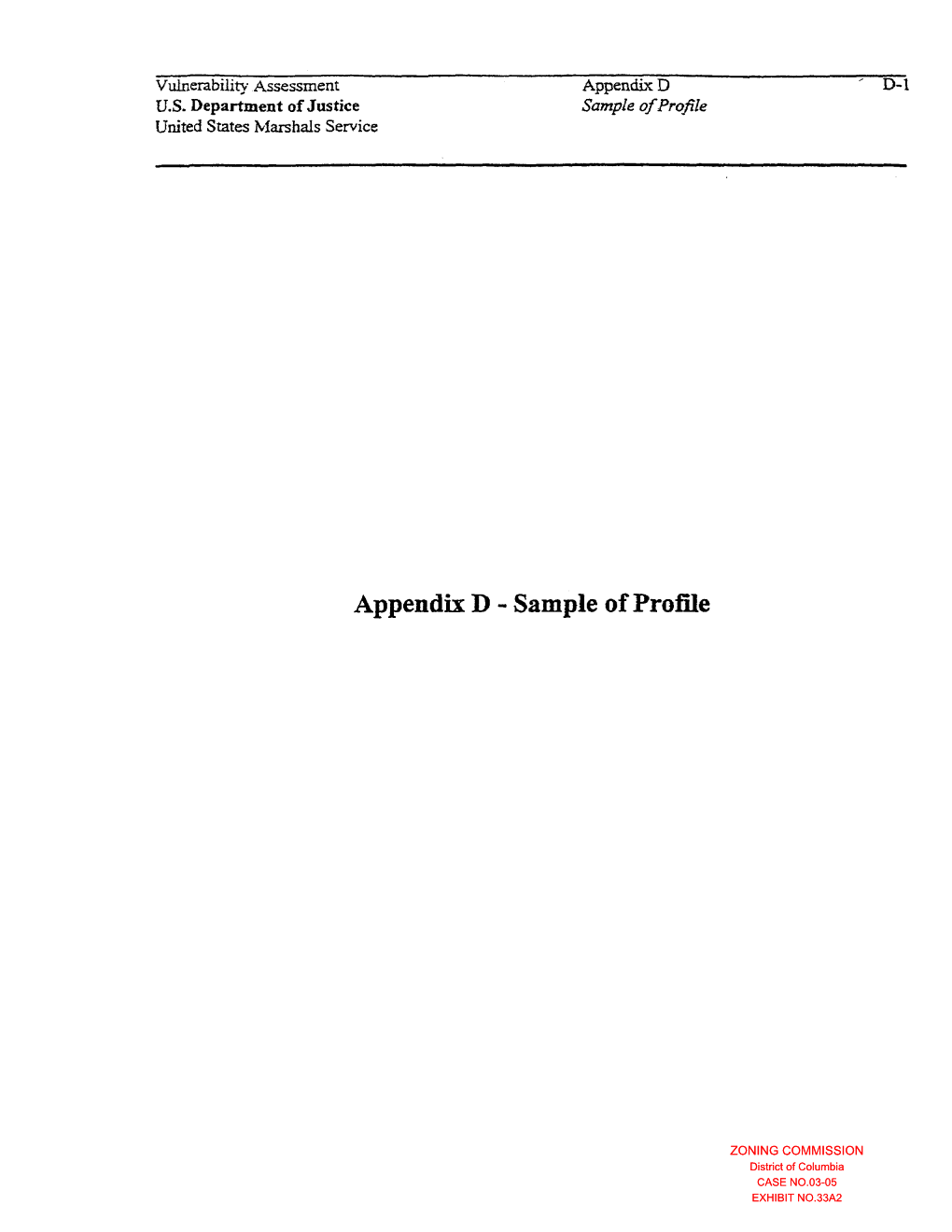 Appendix D - Sample of Profile