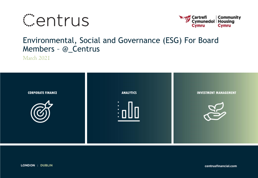 Environmental, Social and Governance (ESG) for Board Members – @ Centrus March 2021