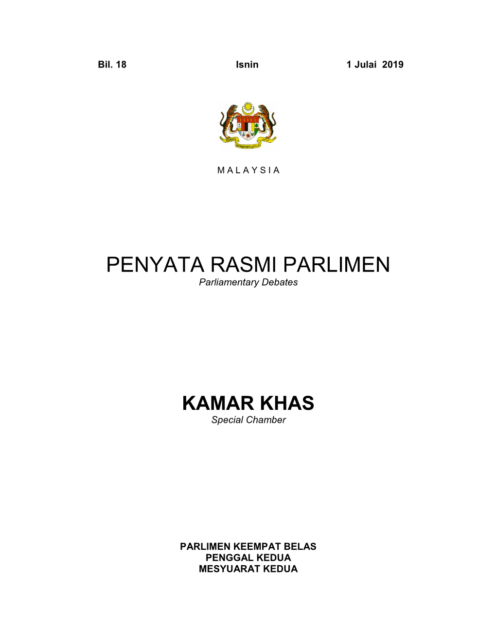 PENYATA RASMI PARLIMEN Parliamentary Debates