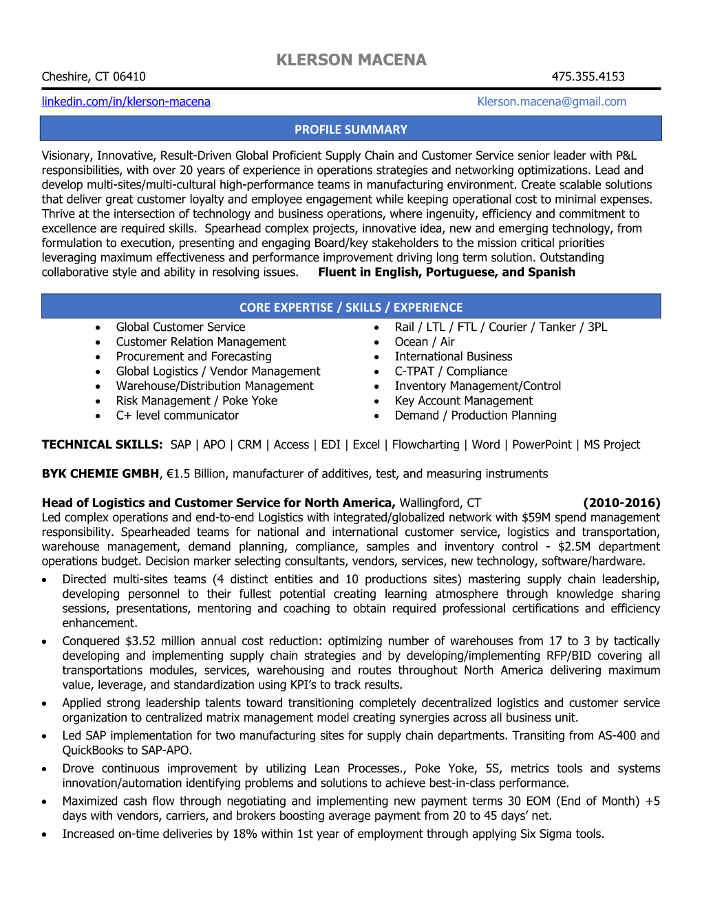 Resume Template 1 Standard Template