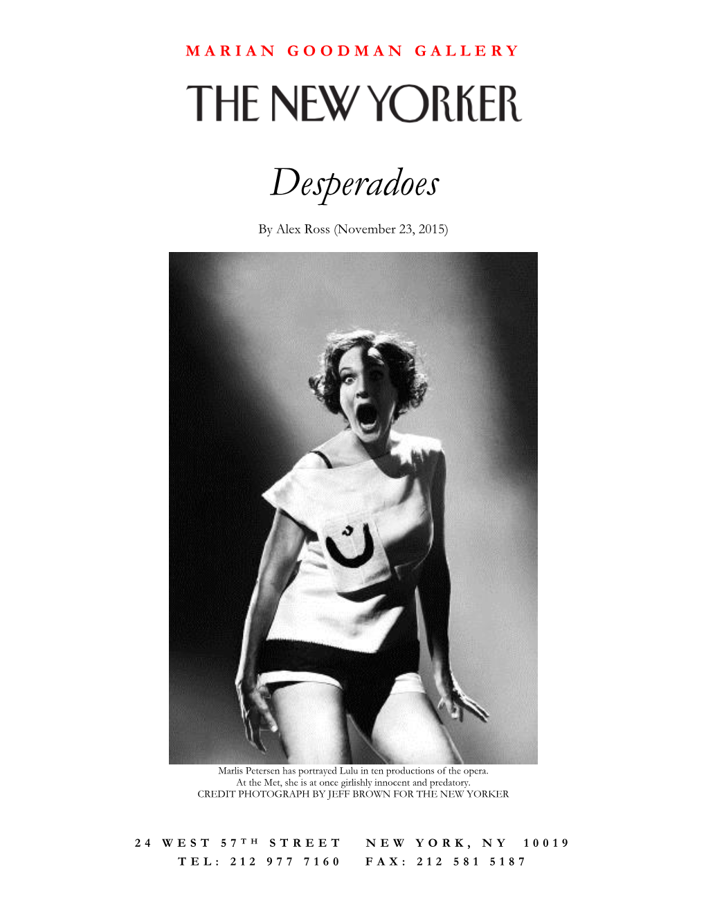 Press Desperadoes the New Yorker, November 23, 2015