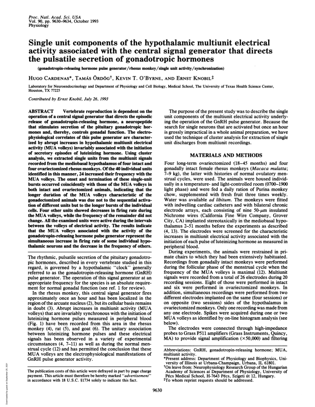 Single Unit Components of the Hypothalamic Multiunit Electrical The