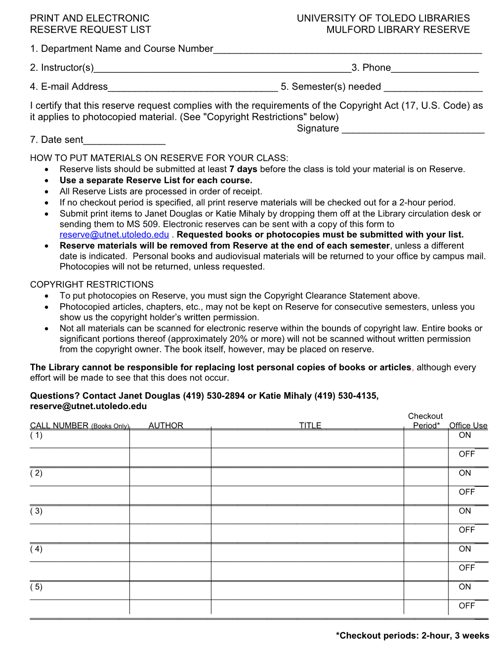 How to Put Materials on Reserve for Your Class