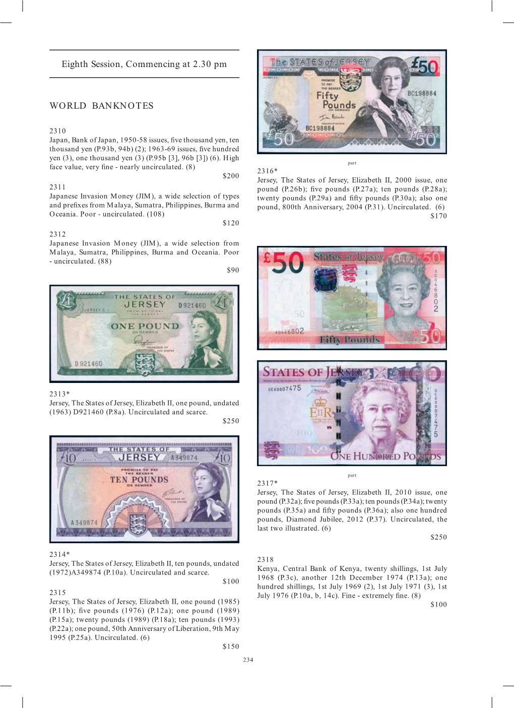 Eighth Session, Commencing at 2.30 Pm WORLD BANKNOTES