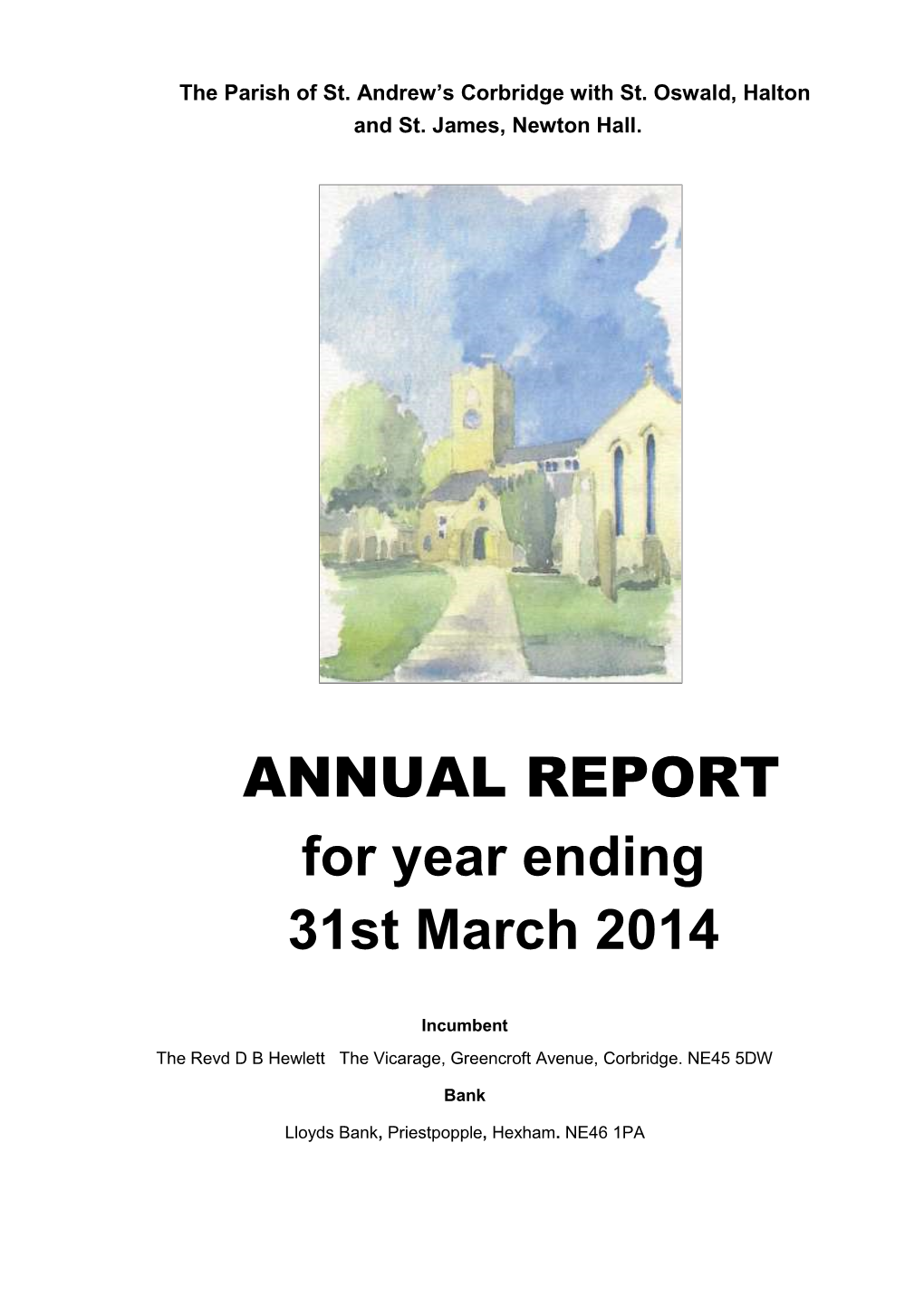 ANNUAL REPORT for Year Ending 31St March 2014