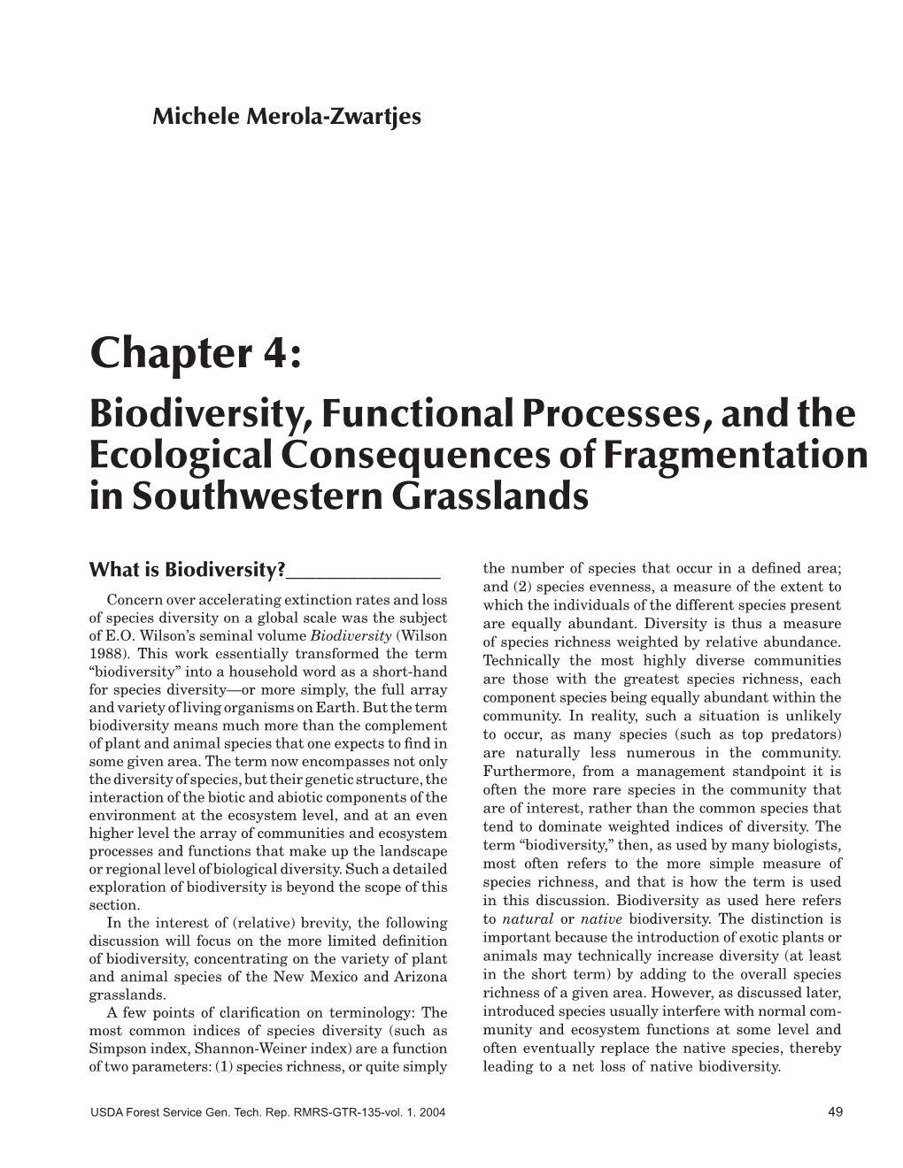 Assessment of Grassland Ecosystem Conditions in the Southwestern