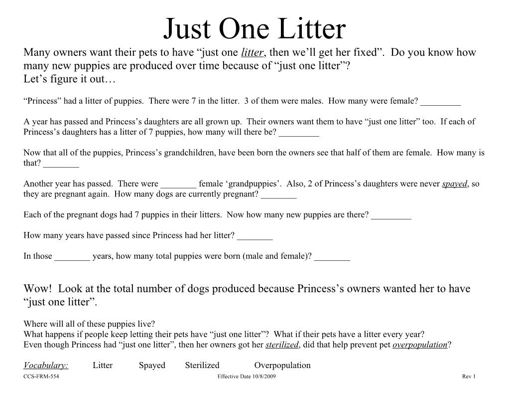 Just One Litter