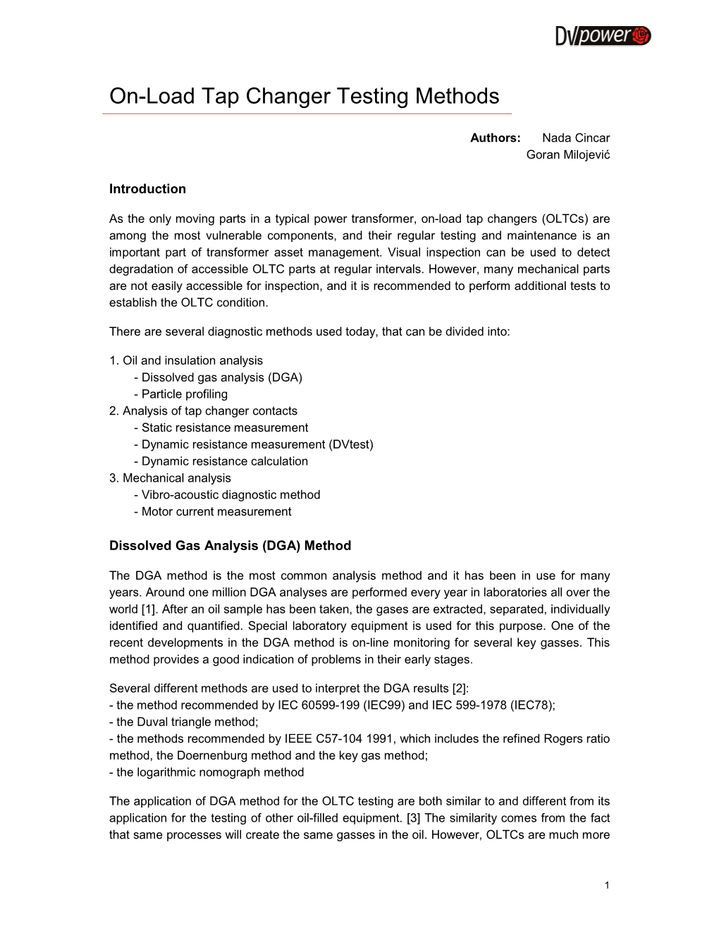 On-Load Tap Changer Testing Methods