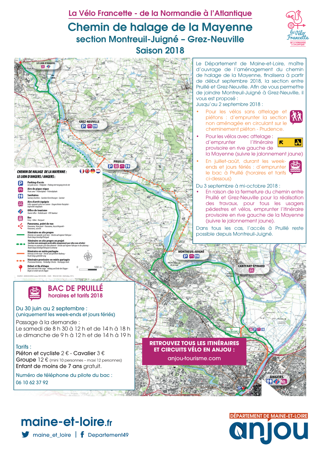 Chemin De Halage De La Mayenne Section Montreuil-Juigné – Grez-Neuville Saison 2018