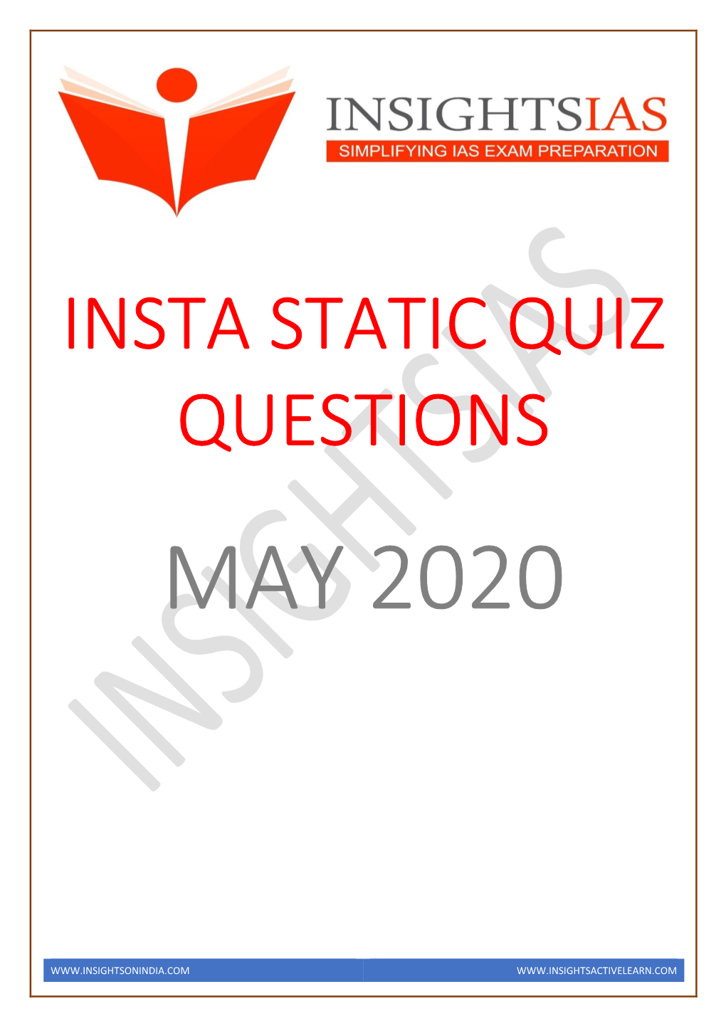 INSTA May 2020 Static Quiz Questions