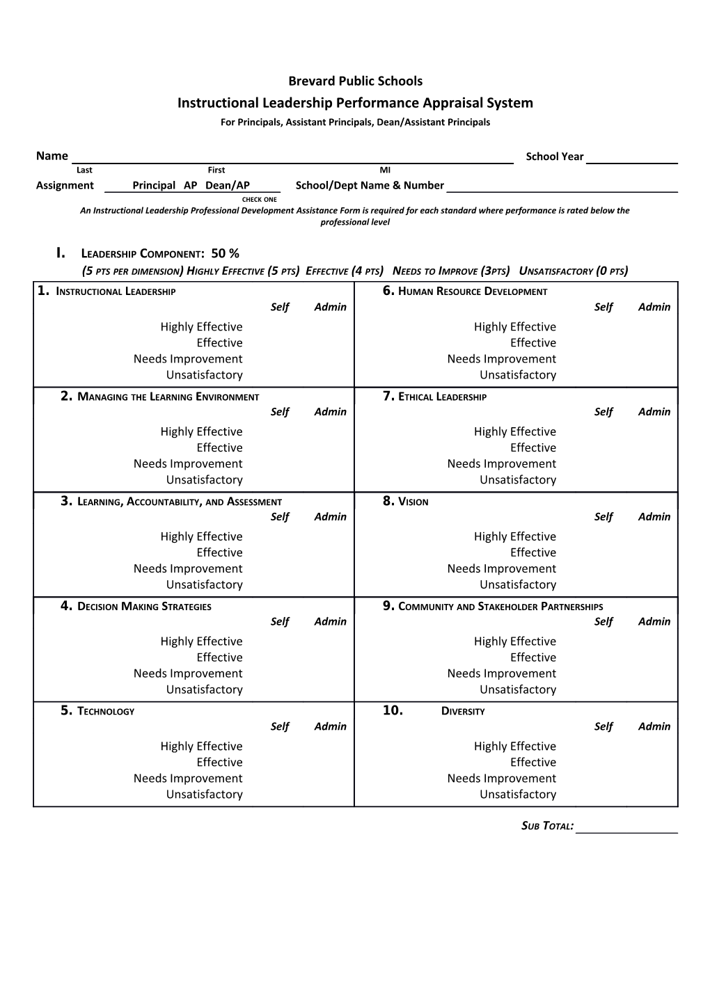 Instructional Leadership Performance Appraisal System