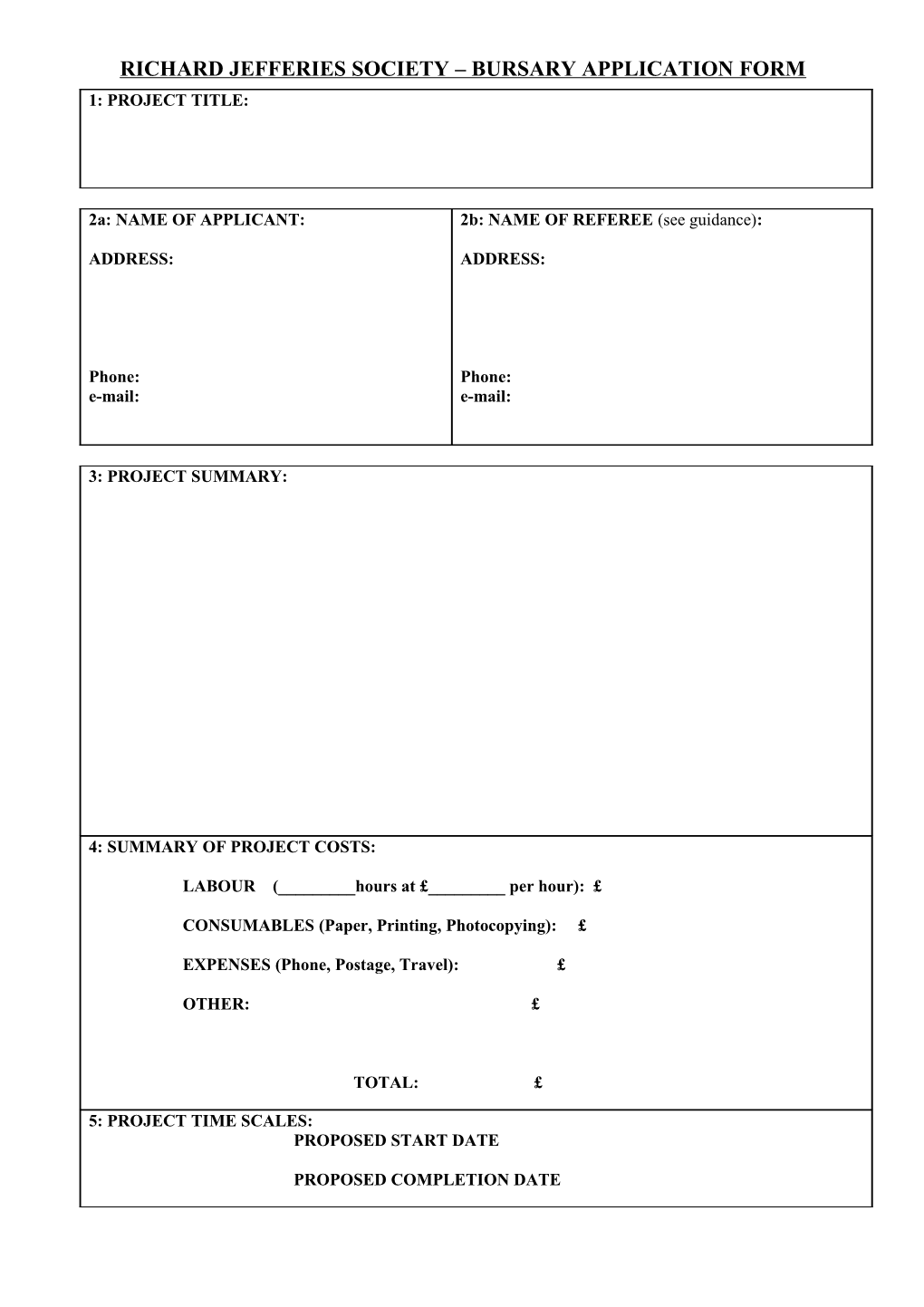 Bursary Application Form