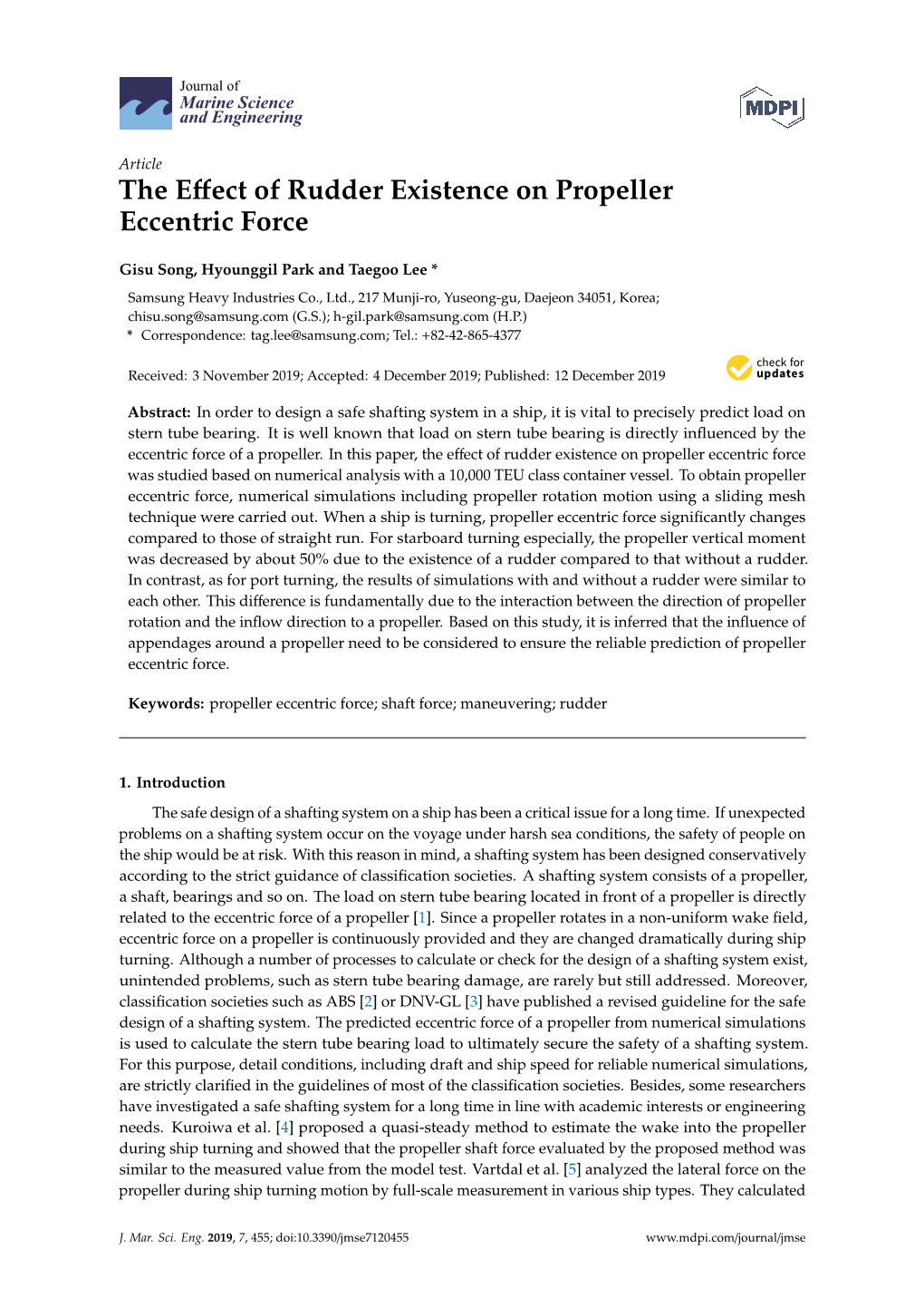 The Effect of Rudder Existence on Propeller Eccentric Force