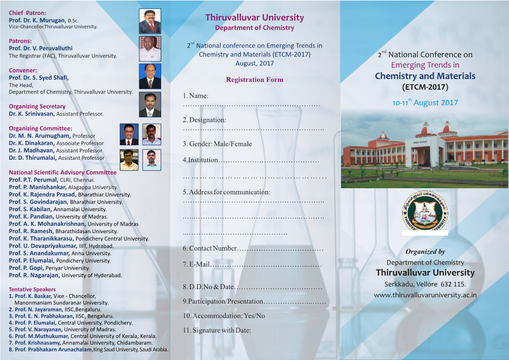 Chemistry and Materials Thiruvalluvar University Thiruvalluvar University