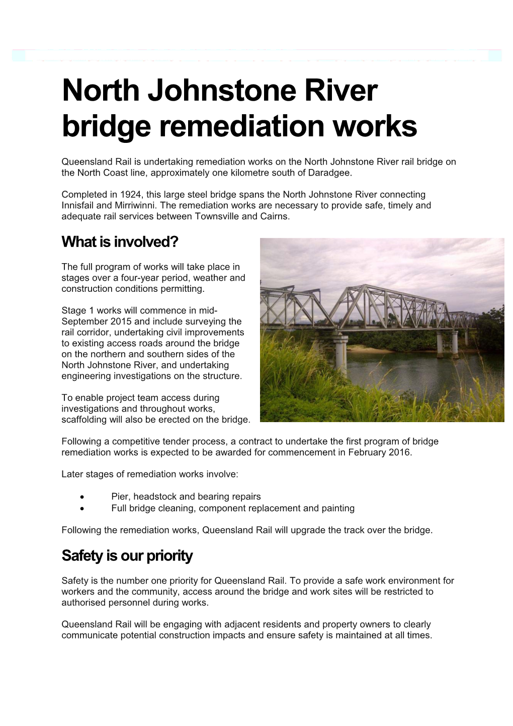 North Johnstone River Bridge Remediation Works