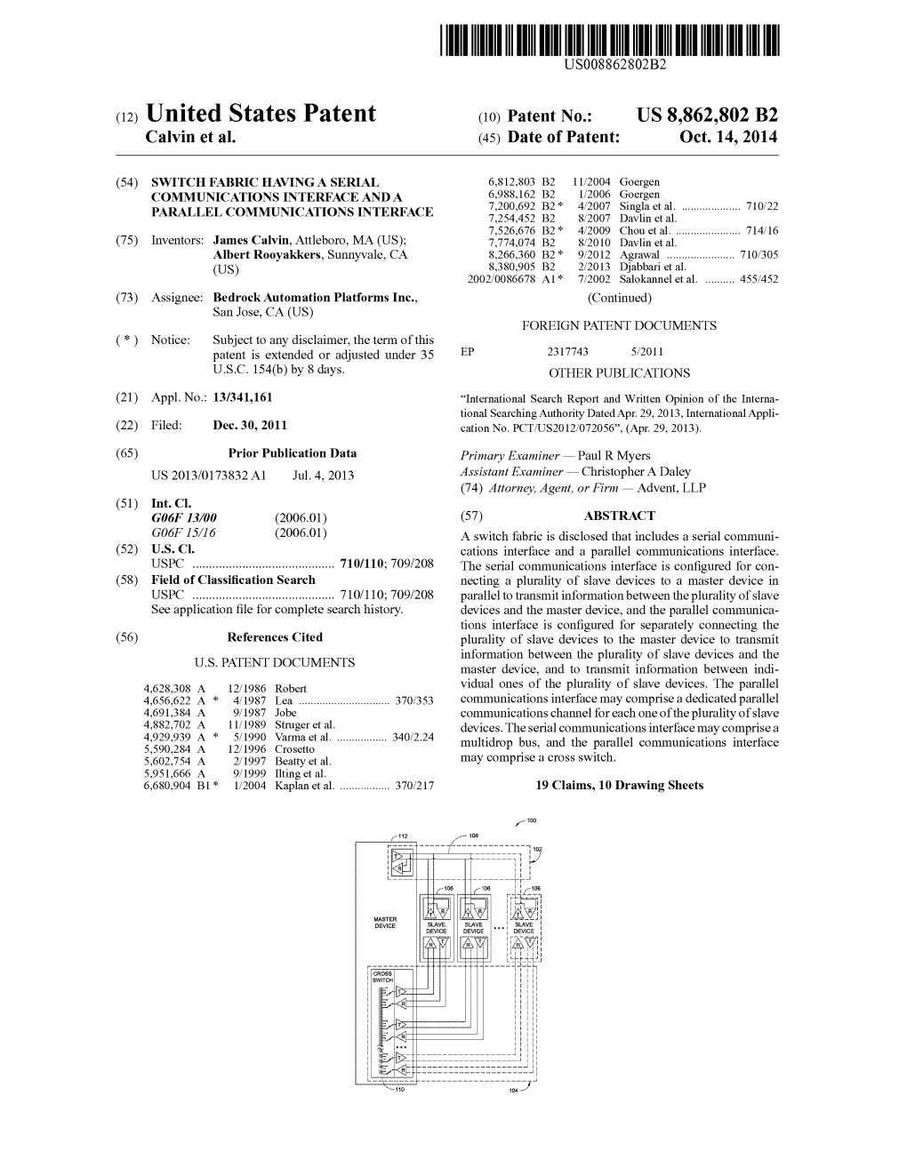 (12) United States Patent (10) Patent No.: US 8,862,802 B2 Calvin Et Al