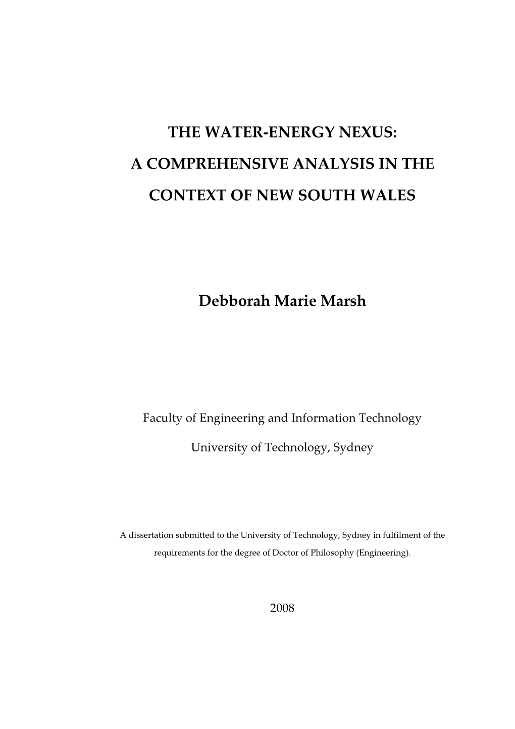 The Water-Energy Nexus