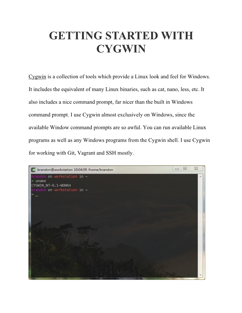 Getting Started with Cygwin