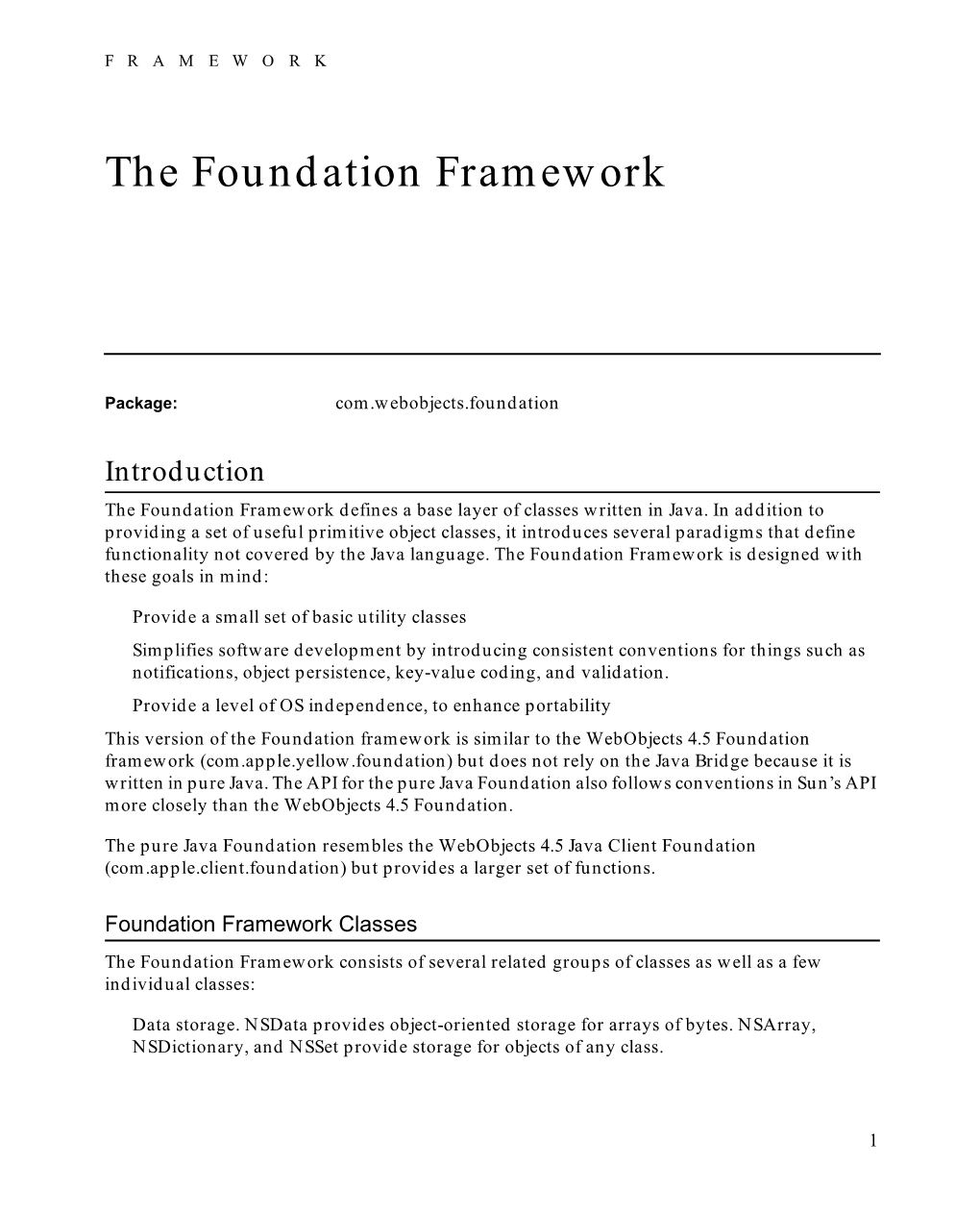 Java Foundation Framework