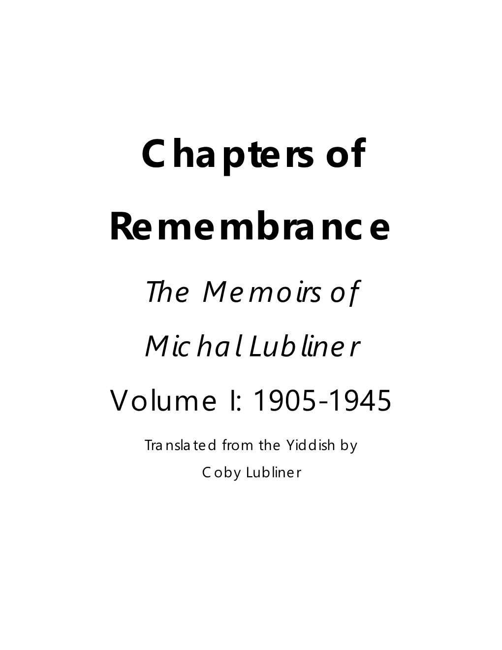 Chapters of Remembrance
