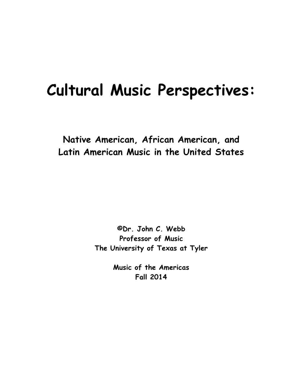 Cultural Music Perspectives