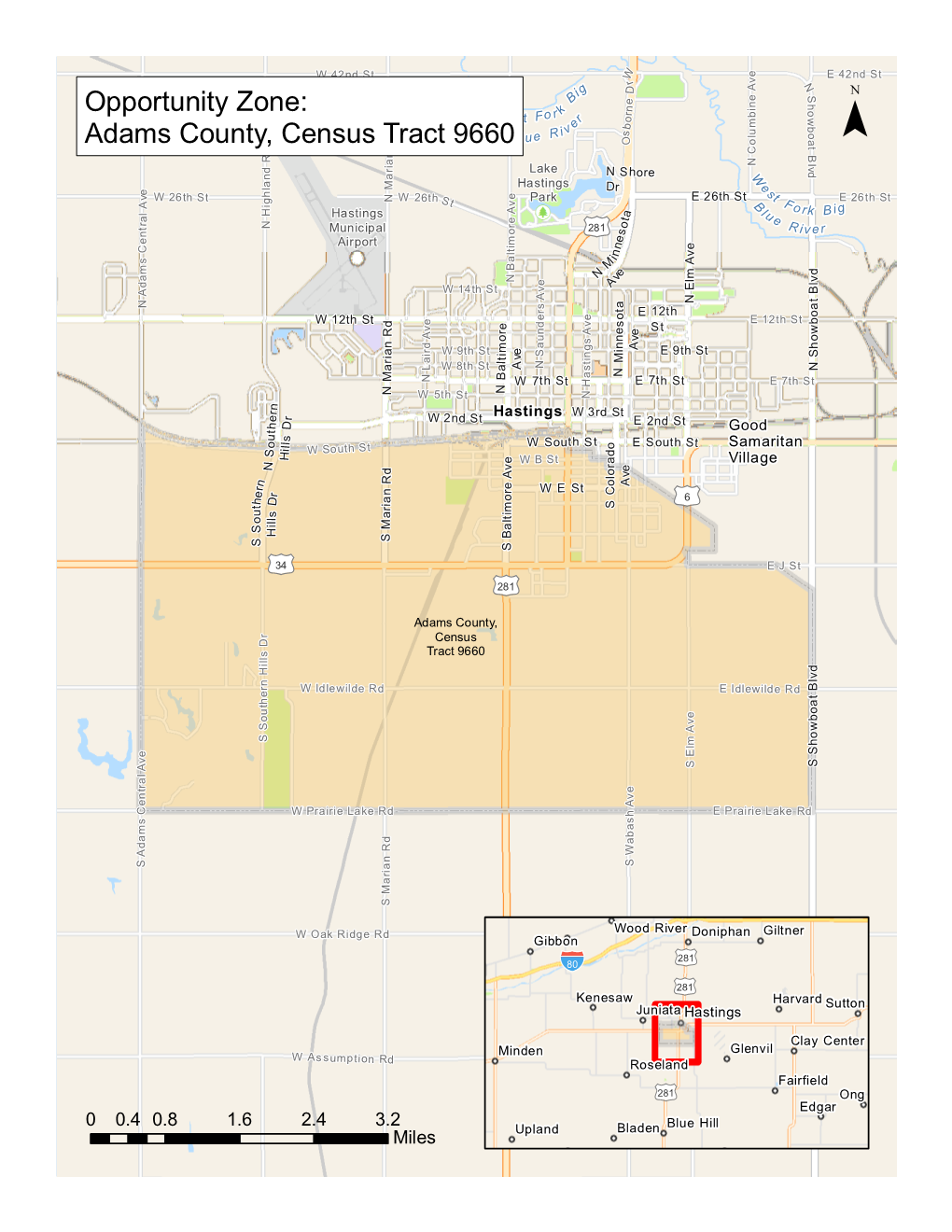 Nebraska Opportunity Zone: Adams County, Census Tract 9660